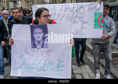 Manifestations de la diaspora algérienne Abdelaziz Bouteflika 5e candidature au poste présidentiel, Lyon, France Banque D'Images