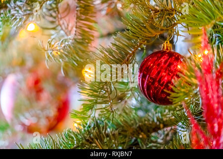 Décorées avec des arbres de Noël et des lumières de Noël Banque D'Images