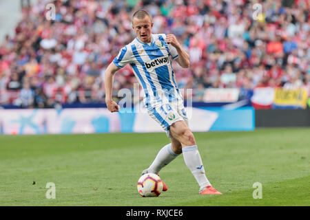 Leganes CD's Vasyl Philippe Sollers au cours de la Liga match entre l'Atletico de Madrid et CD Leganes à Wanda stade Metropolitano de Madrid. (Score final 1-0 Atletico de Madrid Leganes CD) Banque D'Images