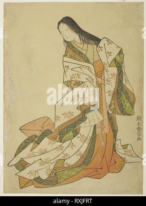 La poétesse Ono no Komachi. Harunobu Suzuki ? ?  ? ? ; Japonais, 1725 ( ?)-1770. Date : 1762-1773. Dimensions : 11 1/4 x 8 1/8 in. Gravure sur bois en couleur ; chuban. Origine : Japon. Musée : le Chicago Art Institute. Banque D'Images