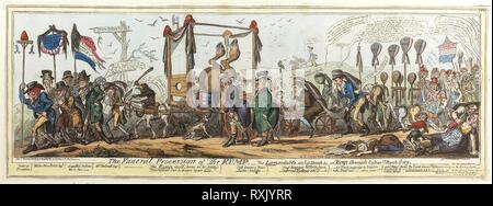 La procession funéraire de la croupe. George Cruikshank (anglais, 1792 à 1878) ; publié par George Humphrey (Anglais), ch. 1773-1831). Date : 1819. Dimensions : 190 × 620 mm (image) ; 227 × 630 mm (feuille coupée à la plaque). À la main, gravure sur papier. Origine : Angleterre. Musée : le Chicago Art Institute. Banque D'Images