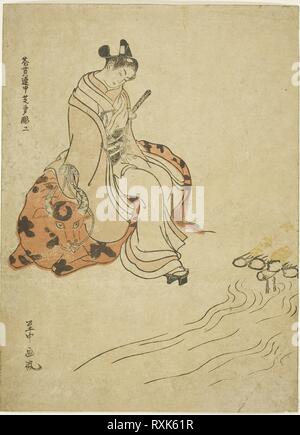 Jeune homme assis sur un boeuf. Shichu ; Japonais, 18ème siècle. Date : 1765. Dimensions : 10 1/2 x 7 1/2 in. Gravure sur bois en couleur ; chuban. Origine : Japon. Musée : le Chicago Art Institute. Banque D'Images