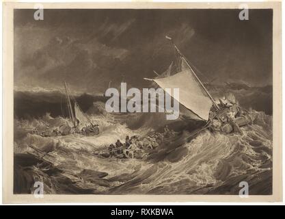 D'un naufrage. Charles Turner (anglais, 1773-1857) ; d'après Joseph Mallord William Turner (anglais, 1775-1851). Date : 1805-1807. Dimensions : 598 × 834 mm (plaque) ; 644 × 897 mm (feuille). Manière noire sur papier vergé ivoire. Origine : Angleterre. Musée : le Chicago Art Institute. Banque D'Images