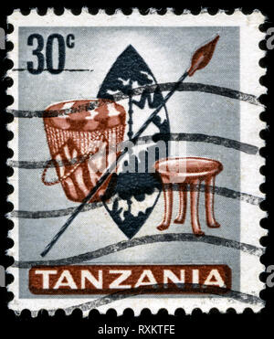 Timbre-poste à partir de la Tanzanie dans le pays a publié en 1965 la série des mobiles Banque D'Images