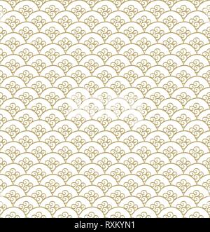Vecteur de l'onde japonais. Ligne fond d'or. Éléments de style dessiné à la main. Illustration de Vecteur