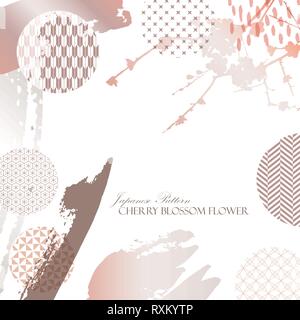 Cherry Blossom vecteur modèle pour mariage, cérémonie, carte d'invitation. Éléments japonais et motif de fond. Illustration de Vecteur