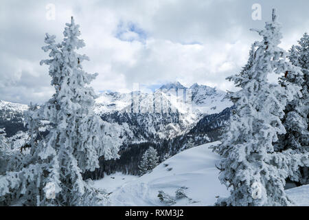 Une photo de la journée ensoleillée en Alpes autrichiennes. La visibilité est excellente, la nature est très agréable. Les sommets des montagnes se cachent dans certains nuages. Banque D'Images