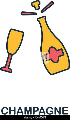 L'icône de Champagne. 2 fromChampagne creative design couleurs icône à partir de la partie icon collection. Parfait pour la conception de sites web, applications, logiciels, impression Illustration de Vecteur