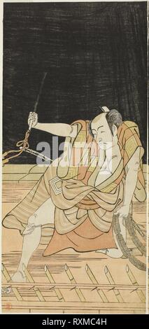 L'Acteur Ichikawa Danjuro V comme Issun Tokubei dans Act 8 de la jouer Natsu Matsuri Naniwa Kagami (miroir d'Osaka à la fête d'été), joué au Théâtre à partir de la dix-septième Morita Jour du Septième Mois, 1779. Katsukawa Shunko I ; japonais, 1743-1812. Date : 1774-1784. Dimensions : 31,4 x 14,5 cm (12 3/8 x 5 2/13 in.). Gravure sur bois en couleur ; feuille de gauche à droite : diptyque hosoban (1942.113). Origine : Japon. Musée : le Chicago Art Institute. Banque D'Images