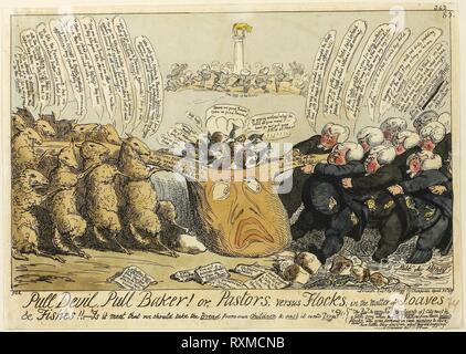 Tirer le diable, tirez Baker !. George Cruikshank (anglais, 1792 à 1878) ; publié par Thomas Tegg (Anglais 1776-1846). Date : 1819. Dimensions : 205 × 327 mm (image) ; 240 × 340 mm (feuille, couper à la plaque d'interrogation). À la main, gravure sur papier. Origine : Angleterre. Musée : le Chicago Art Institute. Banque D'Images