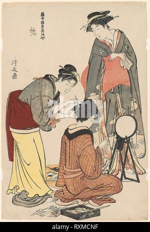 Les artistes de la Tachibana, de la série "A Collection of Contemporary beautés du plaisir quarts (Tosei yuri bijin awase)'. Torii Kiyonaga, Japonais, 1752-1815. Date : 1777-1787. Dimensions : 39,6 x 26,4 cm. Gravure sur bois en couleur ; Oban. Origine : Japon. Musée : le Chicago Art Institute. Banque D'Images