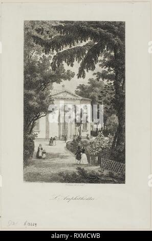 L'amphithéâtre du Jardin des Plantes. Charles François Daubigny ; français, 1817-1878. Date : 1842. Dimensions : 175 × 110 mm (image) ; 242 × 161 mm (feuille). Gravure sur papier vélin blanc. Origine : France. Musée : le Chicago Art Institute. Auteur : Charles François Daubigny. Banque D'Images