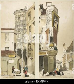 L'hôtel de la Trémouille, Paris. Thomas Shotter Boys (anglais, 1803-1874) ; publié par Charles Joseph Hullmandel (anglais, 1789-1850). Date : 1839. Dimensions : 344 × 152 mm (image/feuille, à gauche) ; 344 × 155 mm (image/feuille, à droite). Lithographie couleur sur papier. Origine : Angleterre. Musée : le Chicago Art Institute. Banque D'Images