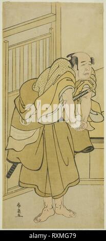 L'Acteur Asao Tamejuro J comme Gotobei ivre dans la pièce Yoshitsune Koshigoe Jo, joué au Théâtre Ichimura dans le neuvième mois, 1790. Katsukawa Shunsen ; Japonais, active des années 1780-début des années 1790. Date : 1785-1795. Dimensions : 30,7 x 13,8 cm (12 1/16 x 5 7/16 in.). Gravure sur bois en couleur ; hosoban. Origine : Japon. Musée : le Chicago Art Institute. Banque D'Images