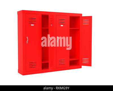Casiers rouge avec des portes ouvertes. Le rendu 3d illustration Banque D'Images