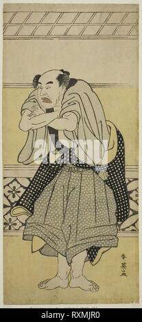 L'Acteur Asao Tamejuro J comme Gotobei ivre dans la pièce Yoshitsune Koshigoe Jo, joué au Théâtre Ichimura dans le neuvième mois, 1790. Katsukawa Shun'ei ; japonais, 1762-1819. Date : 1785-1795. Dimensions : 32,5 x 14,8 cm (12 13/16 x 5 13/16 in.). Gravure sur bois en couleur ; hosoban. Origine : Japon. Musée : le Chicago Art Institute. Banque D'Images