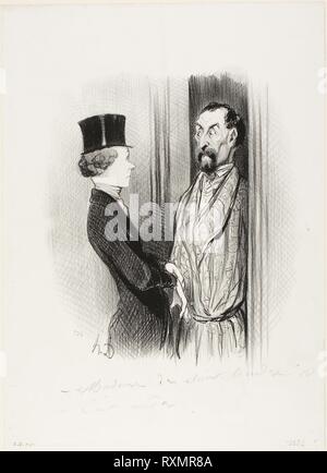 Le Rendez-Vous. '- Madame Eudoxie Blancminet ? - C'est moi, Monsieur... Que puis-je faire pour vous ?", à partir de la plaque 44 Les Beaux Jours de la vie. Honoré Daumier Victorin ; français, 1808-1879. Date : 1845. Dimensions : 250 × 210 mm (image) ; 350 × 252 mm (feuille). Lithographie en noir sur papier vélin blanc. Origine : France. Musée : le Chicago Art Institute. Auteur : Honoré-Victorin Daumier. Banque D'Images