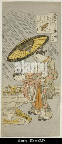 Ono no Komachi priant pour la Pluie (Amagoi), à partir de la série "Les sept aspects de la mode Komachi (Furyu yatsushi nana Komachi)'. Harunobu Suzuki ? ?  ? ? ; Japonais, 1725 ( ?)-1770. Date : 1755-1769. Dimensions : 31,4 x 13,8 cm (12 1/2 x 5 1/2 in.). Gravure sur bois en couleur ; hosoban. Origine : Japon. Musée : le Chicago Art Institute. Banque D'Images