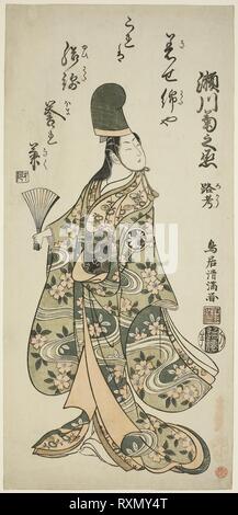 L'Acteur Segawa Kikunojo II comme Shirabyoshi Renri dans la pièce 'Imayo Dojoji" effectué à l'Ichimura Theatre dans le onzième mois, 1756. Kiyomitsu Torii japonais, 1735-1785 ; i. Date : 1751-1761. Dimensions : 37,5 x 17,7 cm (14 3/4 x 7 in). Gravure sur bois en couleur ; o-hosoban, benizuri-e. Origine : Japon. Musée : le Chicago Art Institute. Banque D'Images