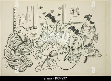 Le chapitre de 'Waka Murasaki Le Dit du Genji" (Genji Murasaki Waka), à partir d'une série de parodies de Genji. Okumura Masanobu, Japonais, 1686-1764. Date : 1705-1715. Dimensions : 27,3 x 39,7 cm. Gravure sur bois, Oban, sumizuri-e. Origine : Japon. Musée : le Chicago Art Institute. Banque D'Images