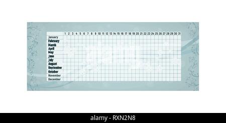 Calendrier menstruel. Contrôle mensuel de la menstruation de la femme. Illustration vectorielle. Table bleue vide Illustration de Vecteur