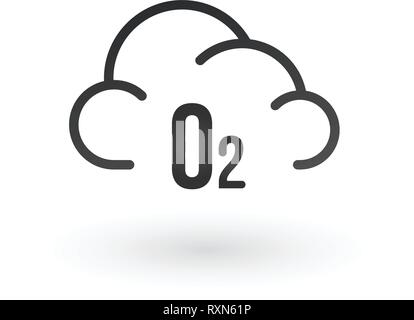 O2 oxygène nuage noir, icône vector illustration isolé sur fond blanc Illustration de Vecteur