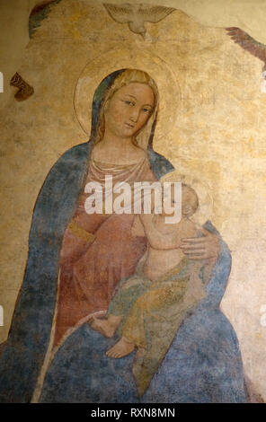 Madonna nourrir l'enfant, par Pietro Nelli, Basilica di Santa Croce (Basilique de la Sainte Croix) à Florence, Italie Banque D'Images