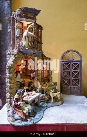 Naples Campanie Italie. Crèche de Noël à la main dans les ateliers artisanaux de Via San Gregorio Armeno Banque D'Images