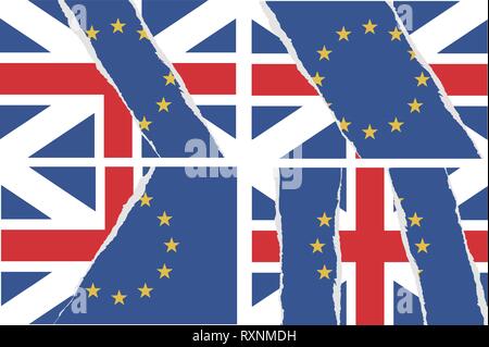 Collection de différents Brexit illustrations vectorielles montrant des drapeaux déchirés du Royaume-Uni et de l'Union européenne Illustration de Vecteur