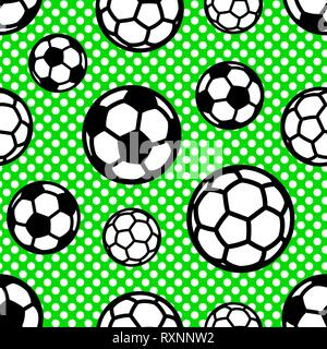 Modèle avec des ballons de foot sur les cercles d'arrière-plan Illustration de Vecteur