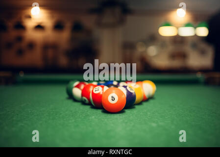 Boules de billard sur la table verte, american extérieure Banque D'Images