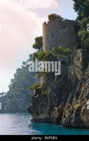 Positano vieille tour Banque D'Images