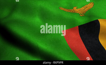 La Zambie Waving Flag en 3D Banque D'Images