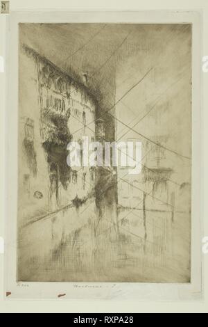 Nocturne : des palais. James McNeill Whistler ; American, 1834-1903. Date : 1878-1880. Dimensions : 293 x 197 mm (plaque) ; 323 x 221 mm (feuille). Pointe sèche avec foul mordre, avec pointe sèche l'annulation, à l'encre brune sur papier vergé ivoire. Origine : Etats Unis. Musée : le Chicago Art Institute. Banque D'Images