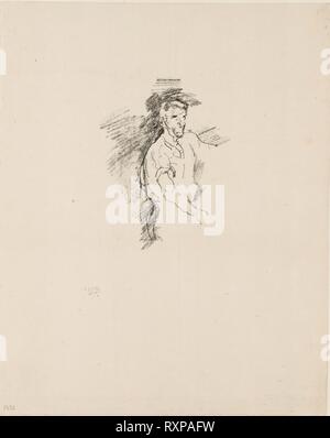 Croquis d'un forgeron. James McNeill Whistler ; American, 1834-1903. Date : 1895. Dimensions : 107 x 82 mm (image) ; 255 x 205 mm (feuille). Lithographie de transfert en noir sur papier Japon d'ivoire. Origine : Etats Unis. Musée : le Chicago Art Institute. Banque D'Images