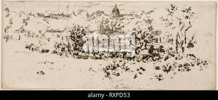 Le Panthéon de la terrasse, du Jardin du Luxembourg. James McNeill Whistler ; American, 1834-1903. Date : 1893-1894. Dimensions : 82 x 200 mm (image, parés à l'intérieur d'une plaque marque) ; 84 x 200 mm (feuille). Avec gravure foul de mordre dans l'encre noire sur papier vergé ivoire. Origine : Etats Unis. Musée : le Chicago Art Institute. Banque D'Images