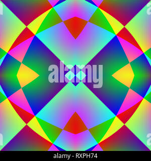 Les formes symétriques de différentes couleurs likered, vert, jaune : carrés, triangles, cercles et autres Banque D'Images