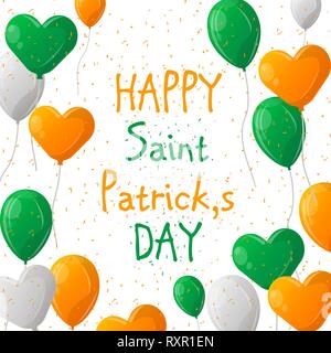 Fête de couleur noir avec clover sur fond vert. Maison de vacances Irlande - happy Saint Patrick's Day toile avec guirlande de drapeaux. Vector illustration f Illustration de Vecteur