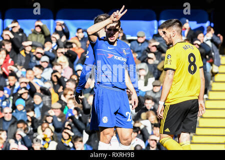 Londres, Royaume-Uni. 10 Mar 2019. CŽsar Azpilicueta de Chelsea au cours de la Premier League match entre Wolverhampton Wanderers et Chelsea à Stamford Bridge, Londres, Angleterre le 10 mars 2019. Photo par Adamo Di Loreto. Usage éditorial uniquement, licence requise pour un usage commercial. Aucune utilisation de pari, de jeux ou d'un seul club/ligue/dvd publications. Credit : UK Sports Photos Ltd/Alamy Live News Banque D'Images