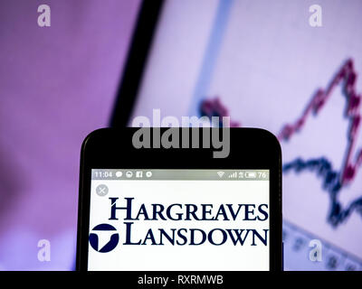 L'Ukraine. Mar 10, 2019. Hargreaves Lansdown plc logo de l'entreprise vu affichée sur un téléphone intelligent. Crédit : Igor Golovniov SOPA/Images/ZUMA/Alamy Fil Live News Banque D'Images