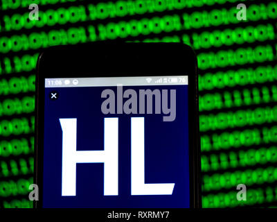 L'Ukraine. Mar 10, 2019. Hargreaves Lansdown plc logo de l'entreprise vu affichée sur un téléphone intelligent. Crédit : Igor Golovniov SOPA/Images/ZUMA/Alamy Fil Live News Banque D'Images