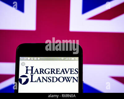 L'Ukraine. Mar 10, 2019. Hargreaves Lansdown plc logo de l'entreprise vu affichée sur un téléphone intelligent. Crédit : Igor Golovniov SOPA/Images/ZUMA/Alamy Fil Live News Banque D'Images