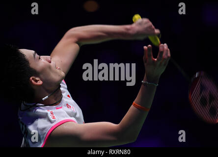 Arena Birmingham, Birmingham, Royaume-Uni. Mar 10, 2019. Yonex All England Open Badminton Championships, jour 5 ; finale de mens, Kento MOMOTA du Japon contre Viktor AKIYUKI NOSAKA du Danemark ; Kento MOMOTA du Japon en action pendant la finale hommes : Action Crédit Plus Sport/Alamy Live News Banque D'Images