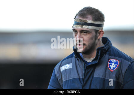 Wakefield, Royaume-Uni. 10 mars 2019. Fusée Mobile Stadium, Wakefield, Angleterre ; Rugby League Super League Betfred, Wakefield Trinity vs Hull Kingston Rovers ; Wakefield Trinity's George King. Credit : Dean Williams/Alamy Live News Banque D'Images