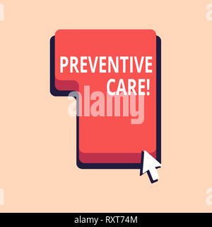 Notez par écrit indiquant les soins préventifs. Concept d'affaires pour la prévention de la santé Consultation médicale des tests de diagnostic Banque D'Images