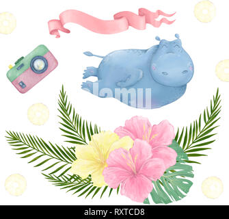 Hippo Clip art hippopotame animal mignon Banque D'Images