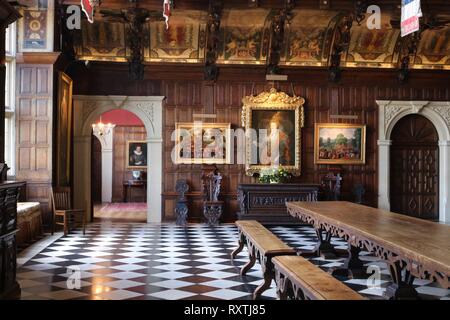 Salle à manger à Hatfield House en Angleterre, l'endroit où a été tourné le film préféré Banque D'Images