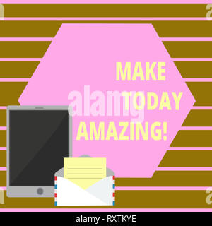 Main conceptuel montrant l'écriture d'aujourd'hui extraordinaire. Sens Concept Moment productif optimiste spécial Banque D'Images