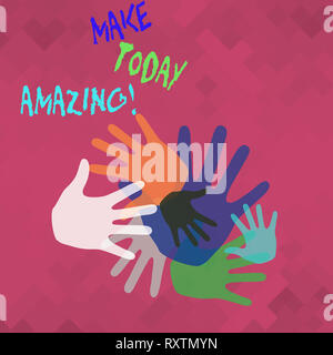 Main conceptuel montrant l'écriture d'aujourd'hui extraordinaire. Sens Concept Moment productif optimiste spécial Banque D'Images