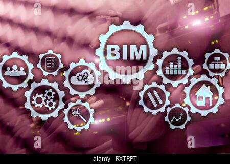 La modélisation des données du bâtiment. BIM sur l'écran virtuel avec un serveur d'information centre de données Banque D'Images